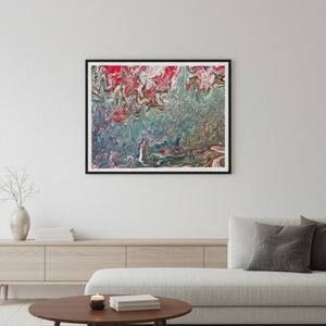 Hand Crafted Acrylic Pour Artwork Upcycled Canvas